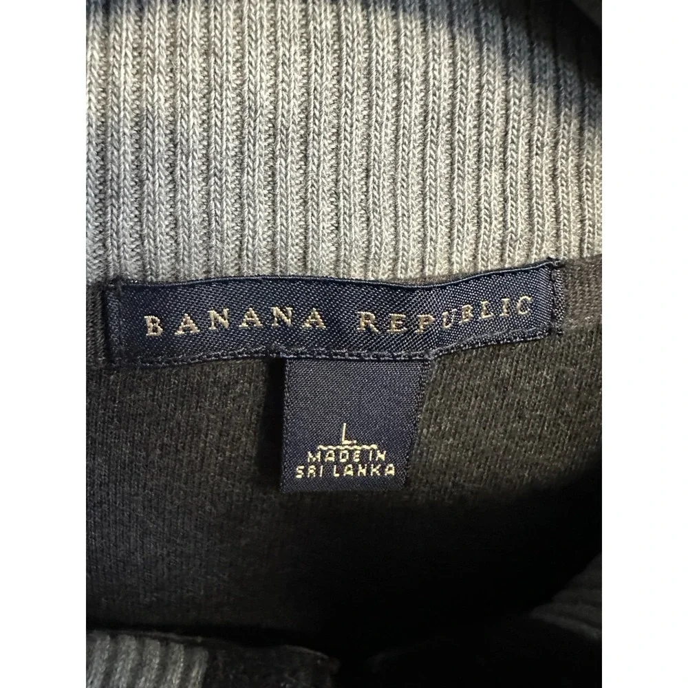 Banana Republic Mens L Quarter Zip Pullover Sweater Gray Casual Long Sleeve Mock